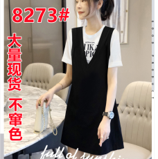 优雅连衣裙女2023年夏季新款洋气假两件气质拼接连衣裙欧洲站潮