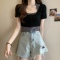 实拍现货2023夏季新款针织挂脖辣妹T恤显瘦百搭简约大码女装胖mm轮播图2