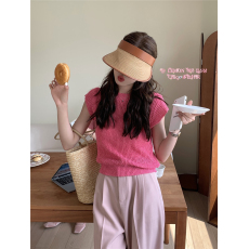 批发小心机针织衫短袖上衣女薄款春夏<b class='q'>短款</b>小飞袖显瘦简约百搭气质小众