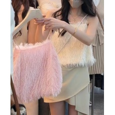 批发韩版夏季气质甜美设计感小心机流苏拼接性感小众上衣吊带女潮