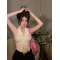 3653挂脖背心女夏季新款性感辣妹潮流百搭休闲系带小众系带上衣服轮播图1