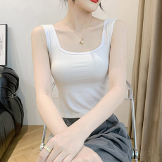 莫代尔短款方领吊带背心女美背西装内搭遮副乳打底上衣宽肩带夏女