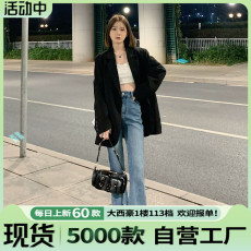 黑色西装外套女春秋2023新款oversize大码宽松休闲西服设计感小众
