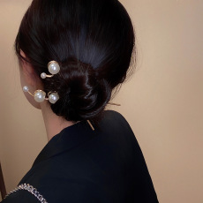 批发高级感珍珠发簪简约现代盘发神器发钗头饰网红簪子发饰