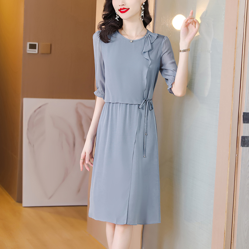 MY8018# 重磅真丝连衣裙女小个子小众修身设计感显瘦别致裙子女裝貨源服裝批發
