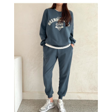 批发韩国运动休闲套装女2023<b class='q'>春</b>秋薄款时尚洋气显瘦卫衣阔腿裤两件套潮