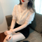 实拍蕾丝v领上衣女2023春夏新款温柔绝美白色小衫气质泡泡袖衬衫轮播图1