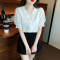 实拍蕾丝v领上衣女2023春夏新款温柔绝美白色小衫气质泡泡袖衬衫轮播图4