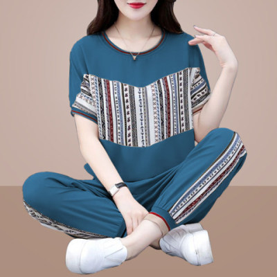 时尚休闲运动服套装女韩版夏季大码宽松洋气减龄气质夏百搭两件套