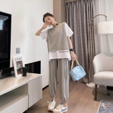 批发<b class='q'>女</b><b class='q'>童</b>休闲运动套装2023夏装新款中大童网红短袖长裤时髦两件套