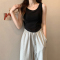 纯棉背心女2023年夏季内搭短款小吊带工字打底无袖外穿带胸垫上衣轮播图3