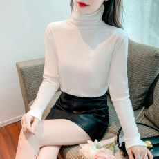 批发控8+实拍德绒高堆领打底衫保暖女春秋冬内搭长袖宽松T恤修洋上衣