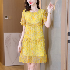 批发2026年新款花色美丽<b class='q'>真丝</b>夏季显瘦大码气质A字裙