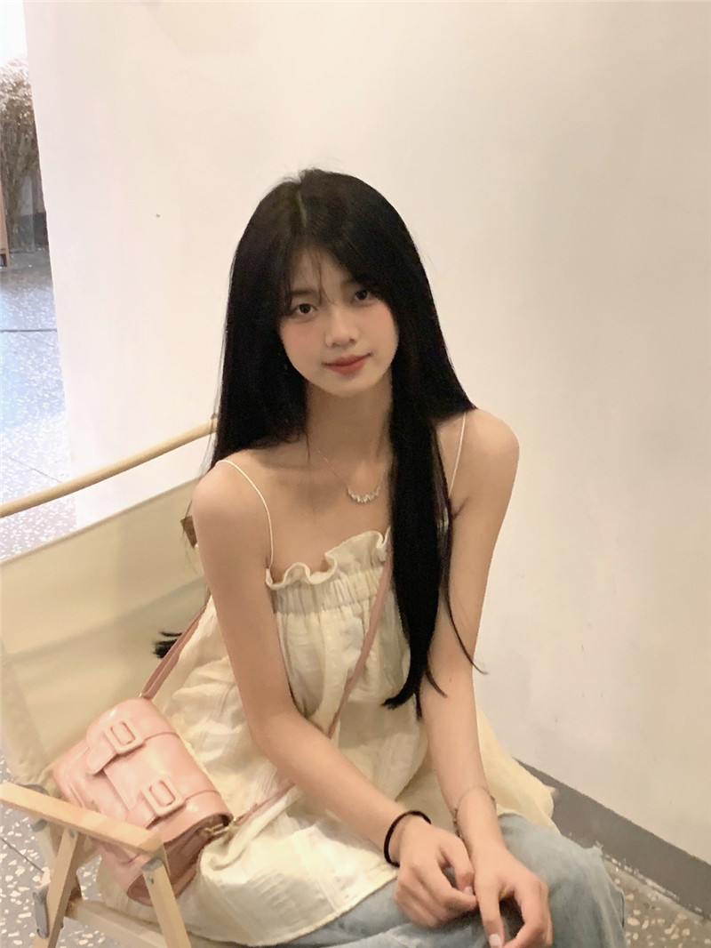실사 부드러운 소녀 센스 작은 대중 작은 심장 기계 이슬 쇄골 좋은 슬립 맨위
