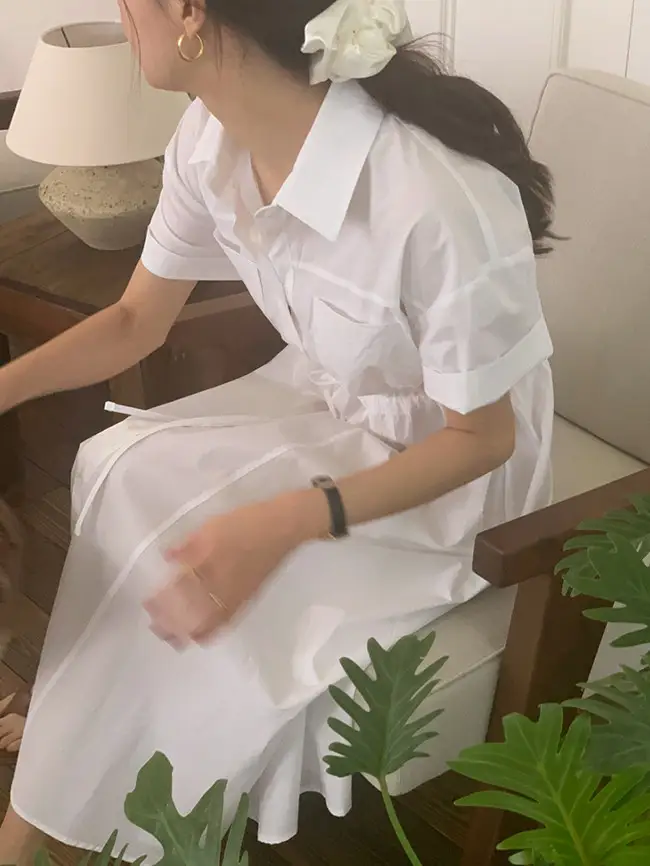 INS 극세한 기본 셔츠 원피스 상세 이미지 1