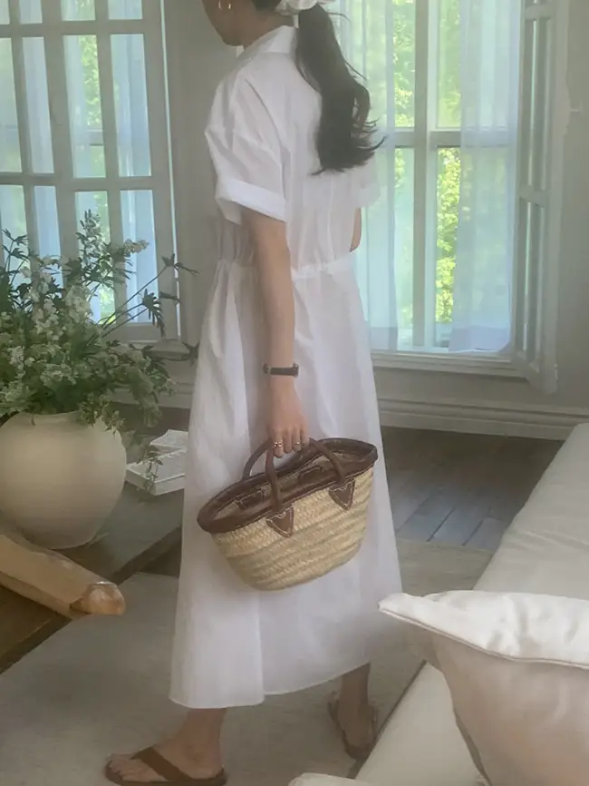 INS 극세한 기본 셔츠 원피스 상세 이미지 4