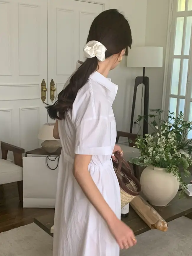 INS 극세한 기본 셔츠 원피스 상세 이미지 7