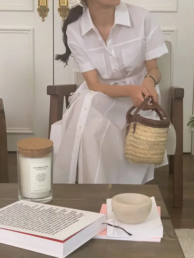 INS 극세한 기본 셔츠 원피스 상세 이미지 12