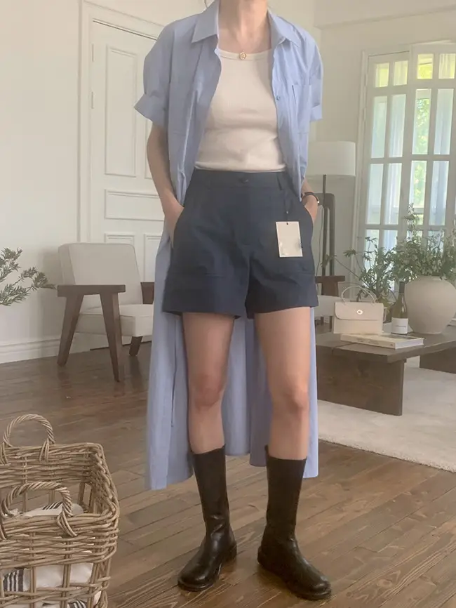 INS 극세한 기본 셔츠 원피스 상세 이미지 14