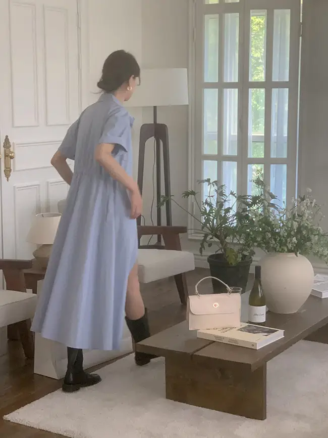 INS 극세한 기본 셔츠 원피스 상세 이미지 15