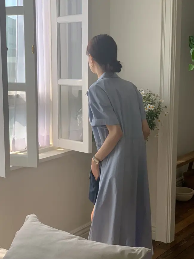 INS 극세한 기본 셔츠 원피스 상세 이미지 20