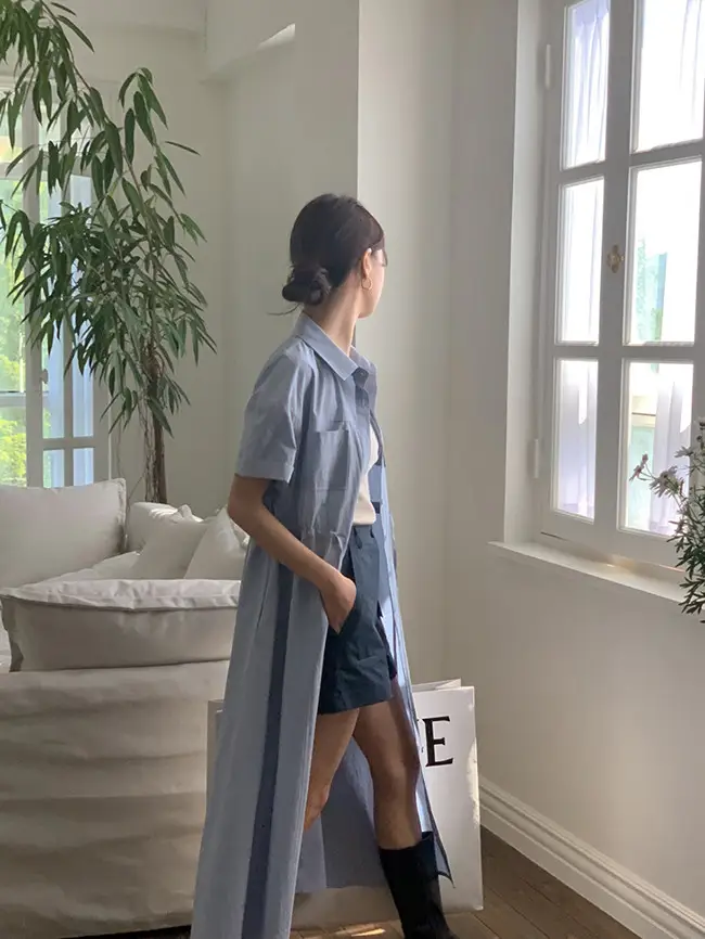 INS 극세한 기본 셔츠 원피스 상세 이미지 22