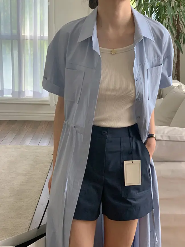 INS 극세한 기본 셔츠 원피스 상세 이미지 24