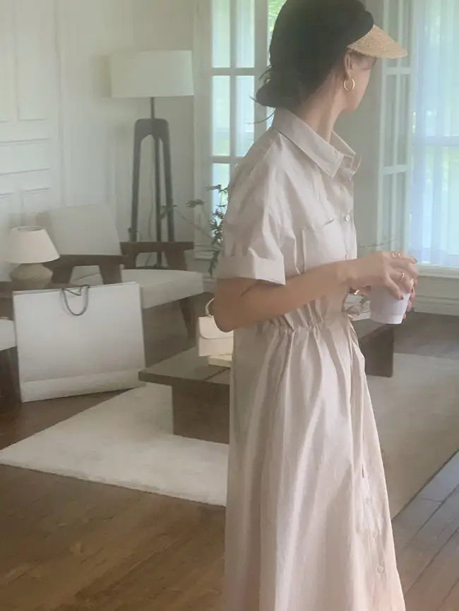 INS 극세한 기본 셔츠 원피스 상세 이미지 27