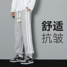 批发春秋季宽松休闲裤男式束脚九分裤青少年时尚男士韩版直筒卫裤长裤