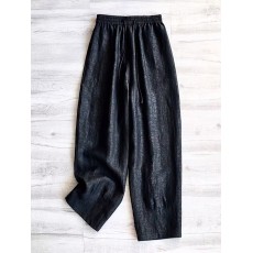 批发桑蚕丝龟裂纹香云纱休闲裤松紧腰真丝显瘦<b class='q'>哈伦</b>萝卜裤