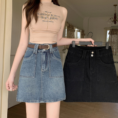 批发实拍  大码女装2026夏装新款胖妹妹半身裙简约夏季短裙牛仔裙