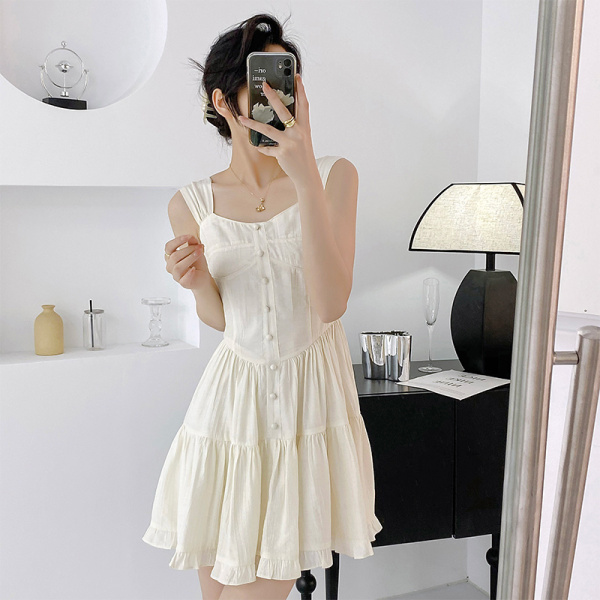 RM21329#珍珍家白色法式连衣裙春装女2023年新款小众设计气质显瘦a...