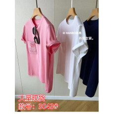 批发一线品牌清仓捡漏剪标女装<b class='q'>外贸</b><b class='q'>尾</b>货原单字母刺绣口袋短袖T恤上衣