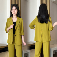 批发时尚气质套装女<b class='q'>夏</b>季新款小西装外套松紧腰宽松阔腿七分裤潮