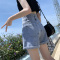 韩国新款高腰牛仔短裤女2023年夏季薄款宽松显瘦休闲卷边阔腿热裤轮播图1
