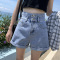 韩国新款高腰牛仔短裤女2023年夏季薄款宽松显瘦休闲卷边阔腿热裤轮播图3