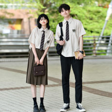 批发大量有货 实拍情侣装班服学生衬衫学院风夏季毕业裙子套装jk制服
