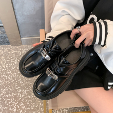 批发葡萄妈studiolee 利兹<b class='q'>学院</b>～<b class='q'>银</b>扣系带圆头小皮鞋厚底粗跟乐福女鞋