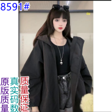 批发安童森新款春季休闲ins潮牌拉链设计连帽外套女上衣外套