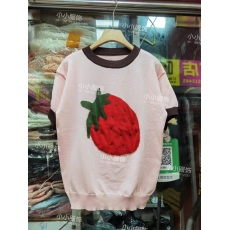 批发草莓图案半袖羊绒针织衫女欧洲站<b class='q'>春</b>装2023新款欧货减龄洋气小衫潮