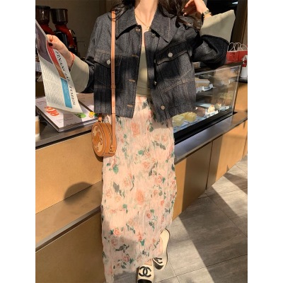 春夏CHUNXIA唯美roseflower2023春新法式不规则欧根纱百搭半身裙