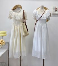 EIA一尧杏仁露新中式白色设计感连衣裙女夏蕾丝复古气质礼服