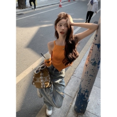 批发陈楠佳吊带背心女内搭夏季新款甜辣风设计感小众外穿针织打底衫