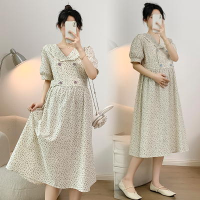 实拍现货夏季短袖甜美孕妇可哺乳连衣裙时尚大码裙