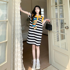 批发实拍~2023夏季新款韩版简约时尚条纹连衣裙孕妇装休闲<b class='q'>百搭</b>连衣裙