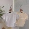 正肩白色t恤女短袖修身气质韩版时尚小众内搭白衣上衣打底衫纯色轮播图1