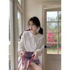 批发实价<b class='q'>日系</b>软妹可爱娃娃领蕾丝花边jk衬衫女小个子复古内搭长袖上衣