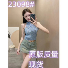 批发春夏新款网红甜酷辣妹<b class='q'>百搭</b>圆领挂脖无袖chic针织衫露肩吊带背心女