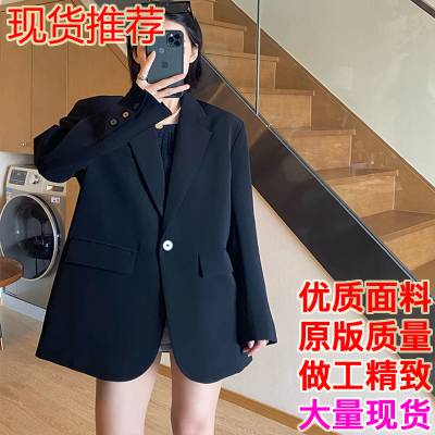黑色西装外套女 小众设计感韩版西服宽松休闲显瘦上衣 春装小西装