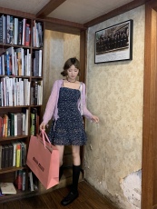 实拍实价~吊带碎花连衣裙女春夏季新款法式显瘦茶歇裙子+开衫外搭